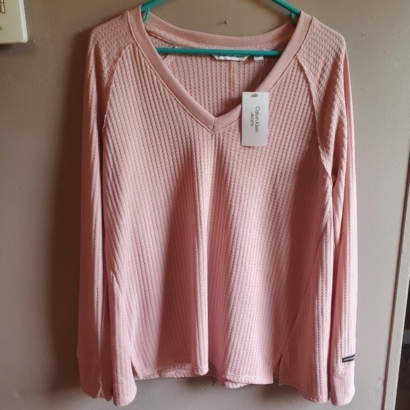NWT Calvin Klein Pink Waffle Knit Thermal Top - Picture 11 of 16